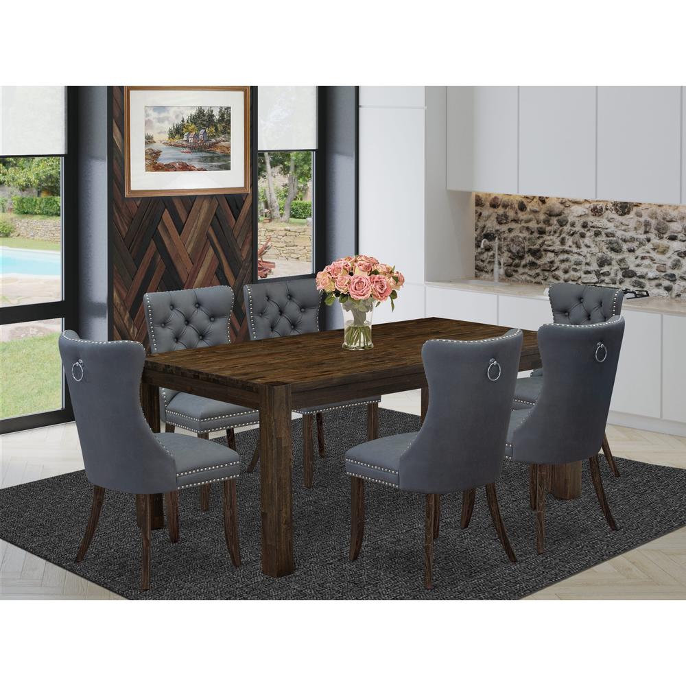 7 Piece Dining Table Set Contains a Rectangle Rustic Wood Kitchen Table. Picture 7