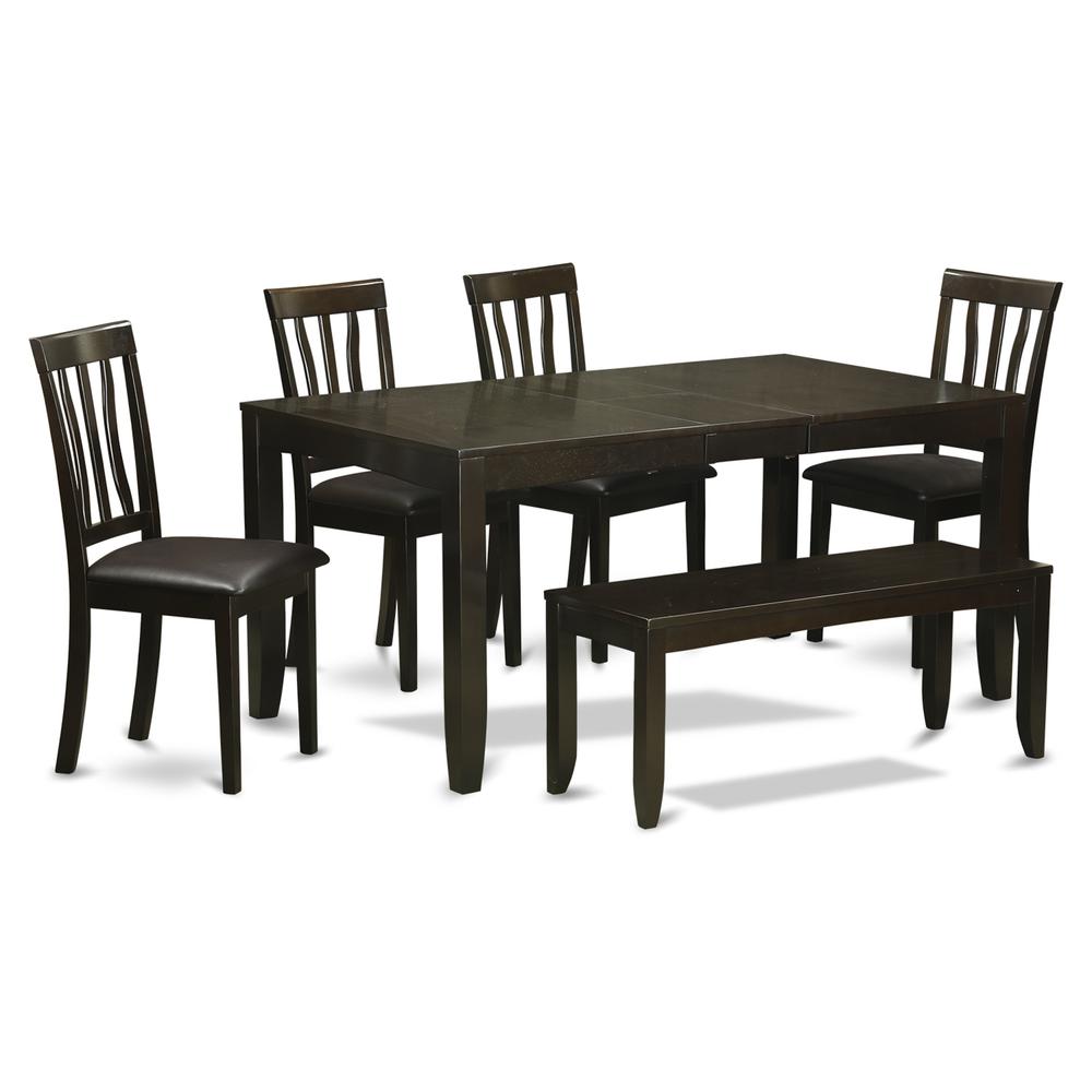 6-Pc  Kitchen  Table  with  bench-Dining  Table  and  4  Dining  Chairs  and  Bench. Picture 1