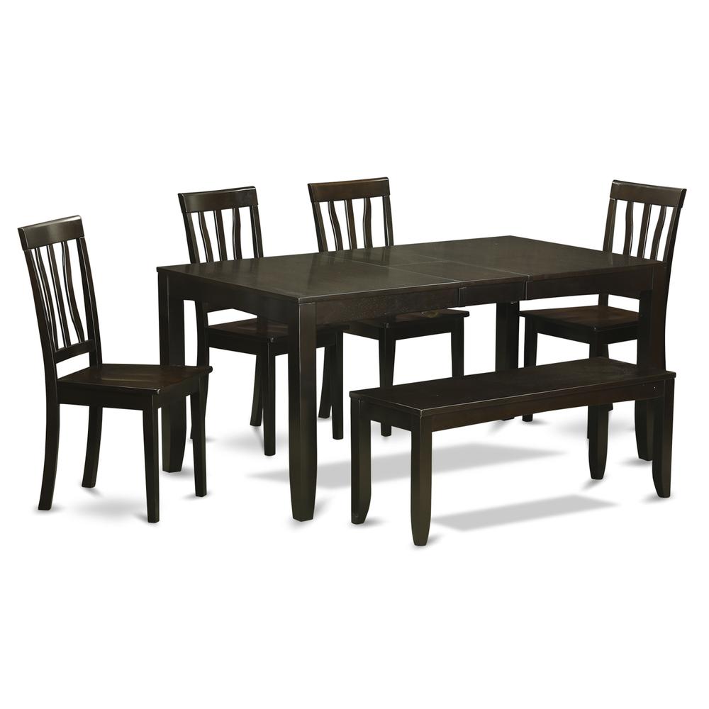 6  Pc  Kitchen  Table  with  bench-Table  with  Leaf  and  4  Dining  Chairs  and  Bench. Picture 1