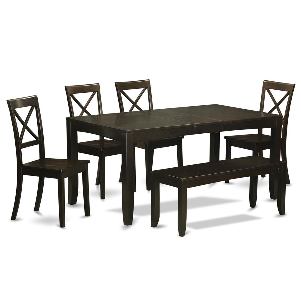 6  Pc  Dining  Table  with  bench-Dining  Table  and  4  Kitchen  Dining  Chairs  plus  Bench. Picture 1