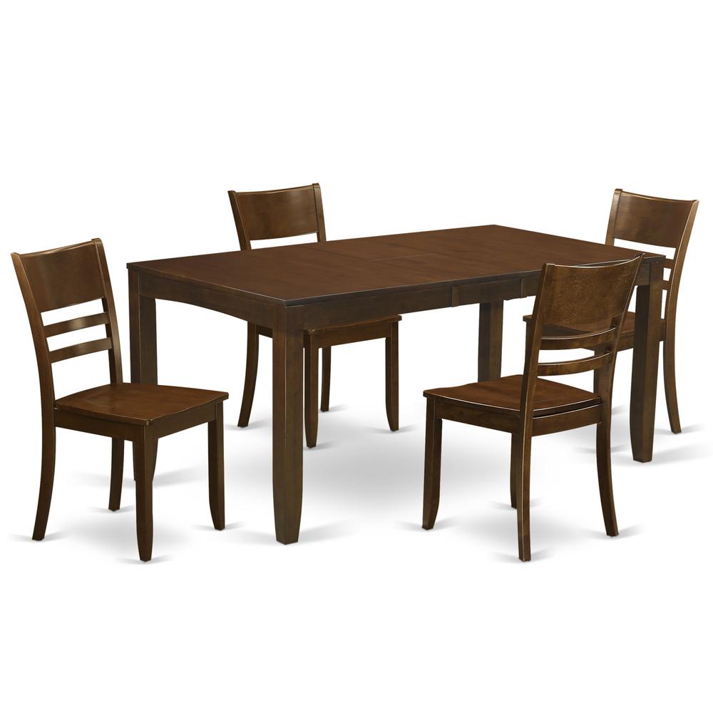 5  Pc  Dining  room  set  for  4-Dining  Table  with  Leaf  and  4  Kitchen  Chairs. Picture 1