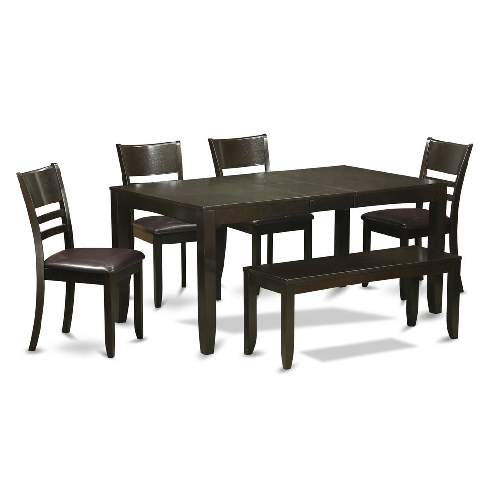 6  PC  Dining  set  with  bench-Dining  Table  with  Leaf  and  4  Dining  Chairs  Plus  Bench. Picture 1