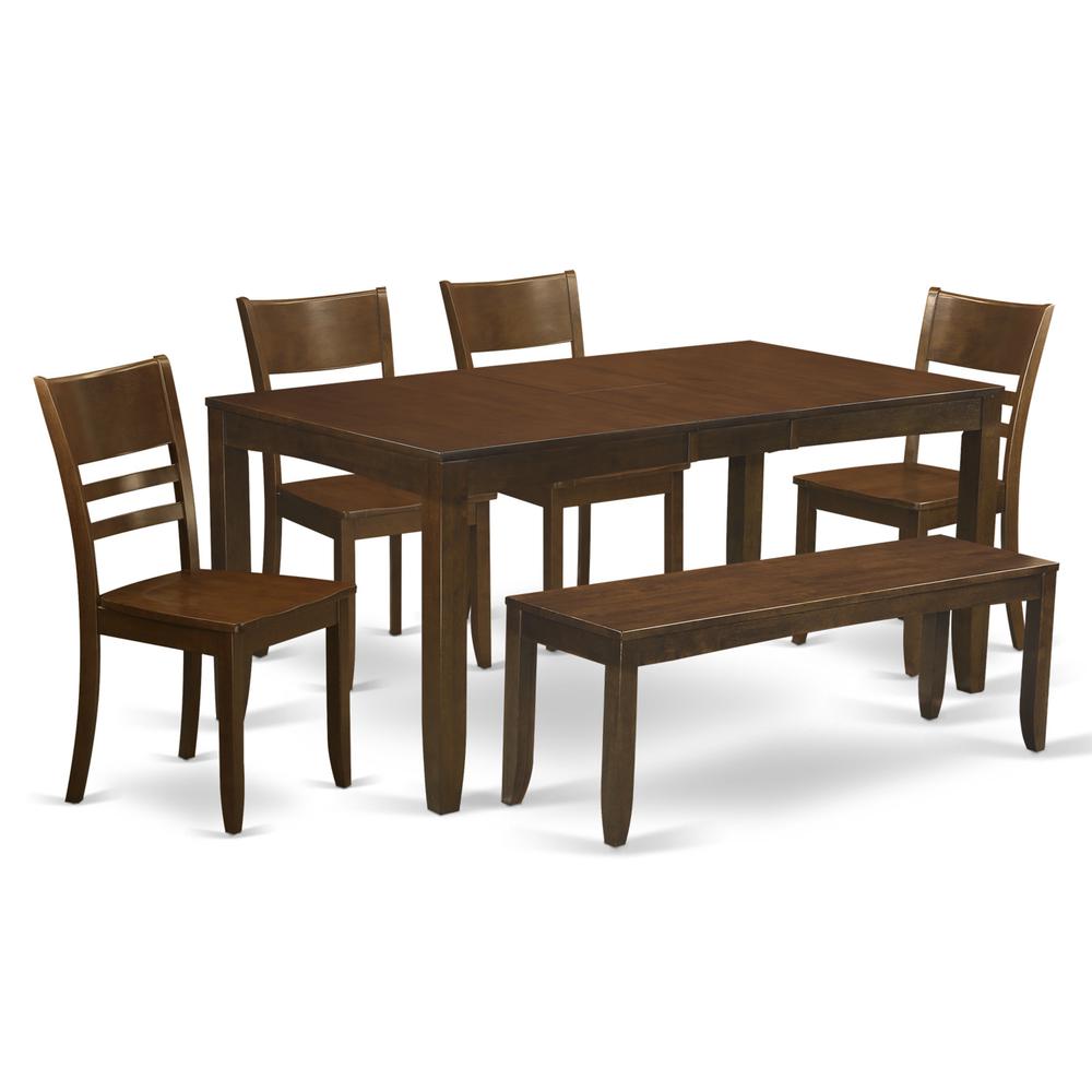 6  Pc  Kitchen  Table  with  bench-Table  with  Leaf  and  4  Dining  Chairs  and  1  Bench. Picture 1