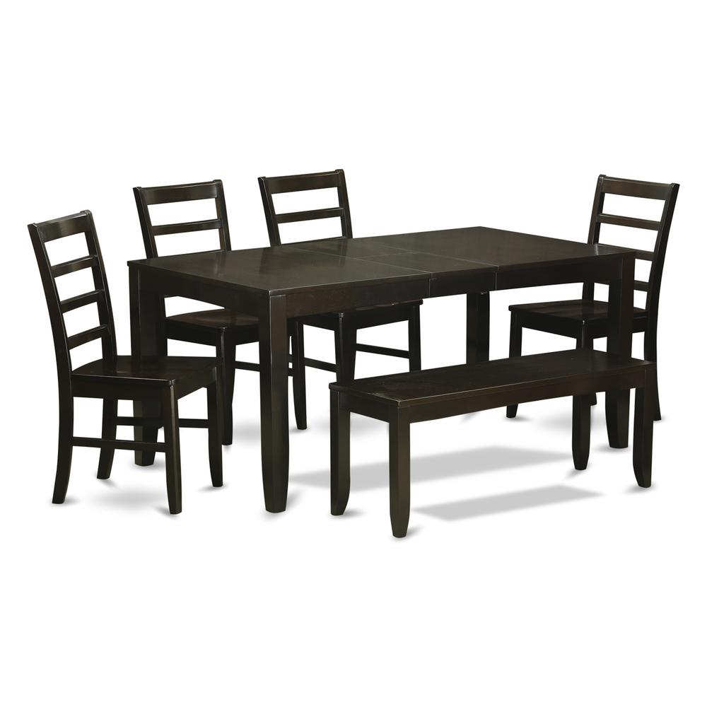 6  Pc  Dining  room  set  with  bench-Table  with  Leaf  and  4  Dining  Chairs  plus  Bench. Picture 1