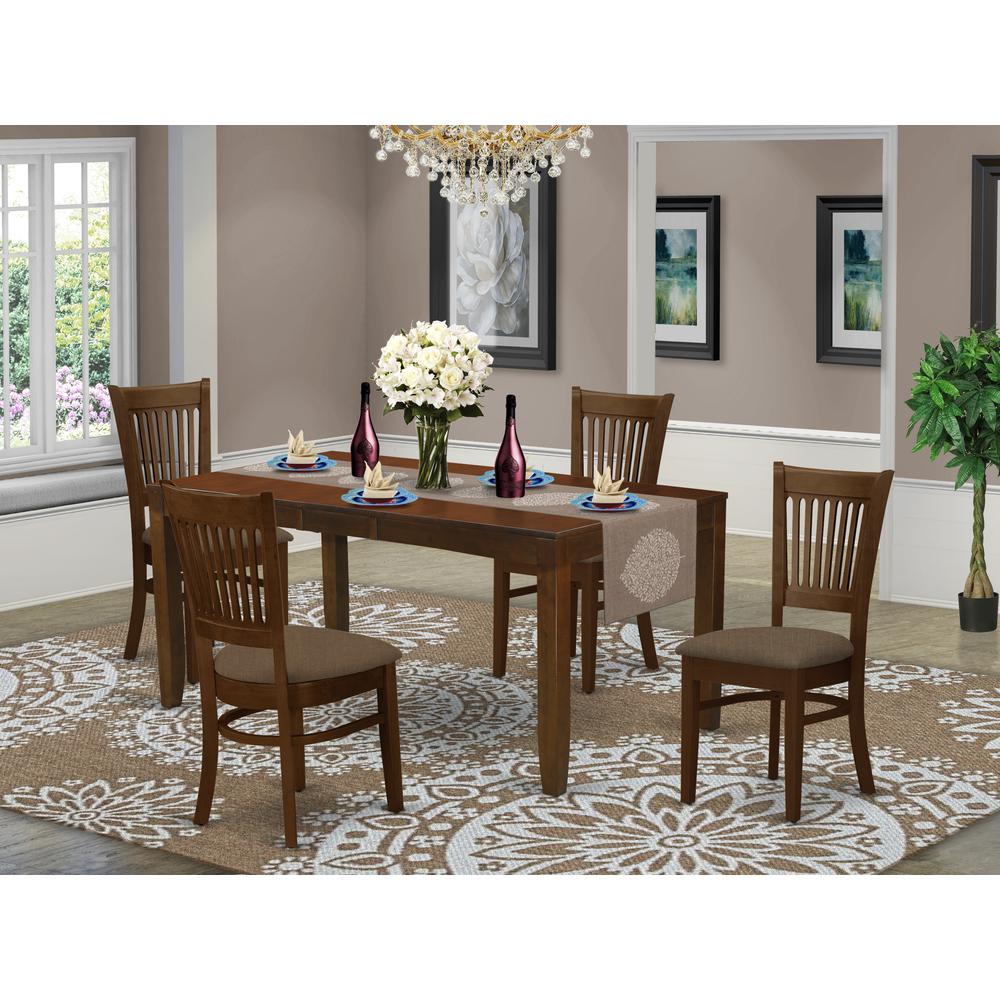 LYVA5-ESP-C 5 Pc set with a 12in Leaf and 4 Cushiad Kitchen Chairs in Espresso .. Picture 2