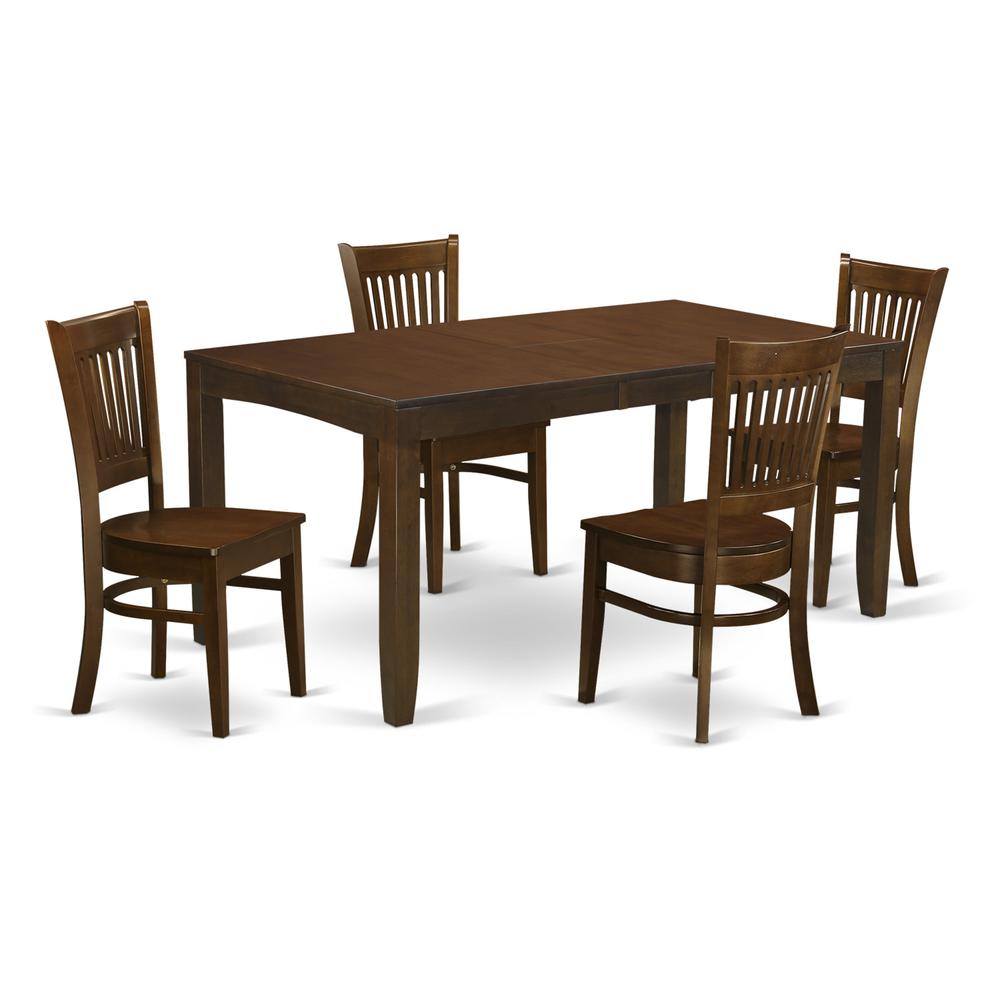 5  PcTable  with  a  12in  Leaf  and  4  Wood  Kitchen  Chairs. Picture 1