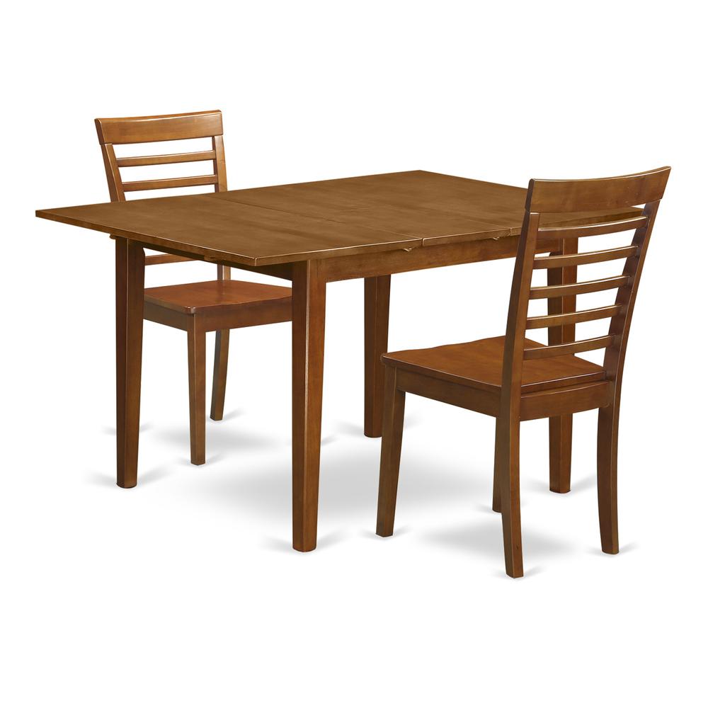 3  Pc  set  Milan  offering  Leaf  and  2  hard  wood  Kitchen  Chairs  in  Saddle  Brown  .. Picture 1