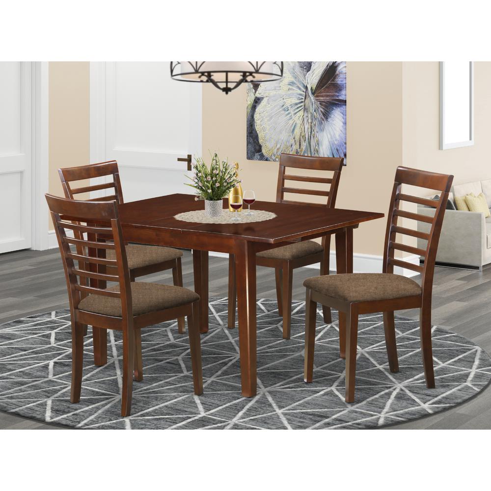 MILA5-MAH-C 5 Pc Kitchen nook Dining set-breakfast nook and 4 Dining Chairs in Mahogany. Picture 2