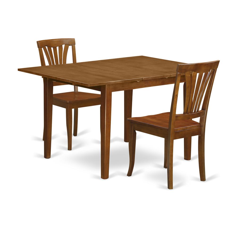 3  Pc  Milan  Kitchen  Table  offering  Leaf  and  2  Wood  Kitchen  Chairs  in  Saddle  Brown. Picture 1