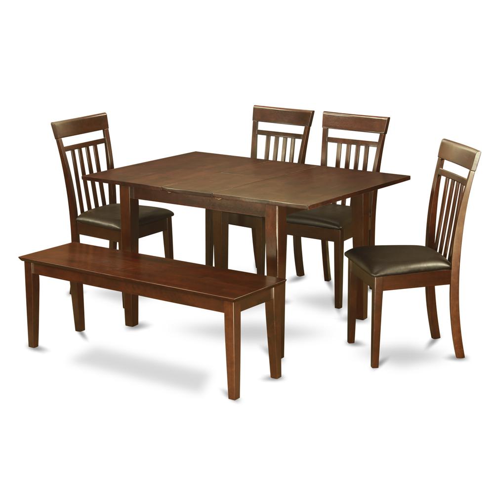 6  Pc  dinette  set  for  small  spaces-Kitchen  Table  and  4  Dining  Chairs  and  Bench. Picture 1