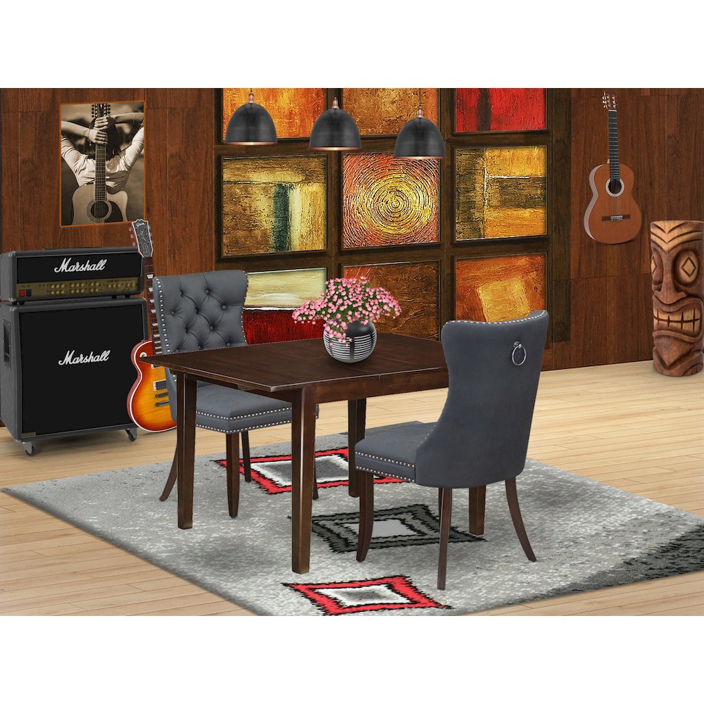 3 Piece Dining Set Consists of a Rectangle Kitchen Table with Butterfly Leaf. Picture 2