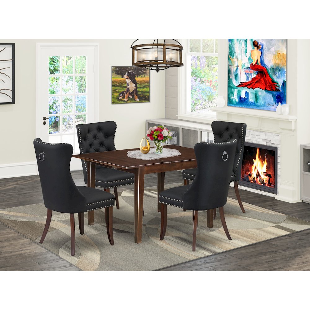 5 Piece Dining Set Consists of a Rectangle Wooden Table with Butterfly Leaf. Picture 2