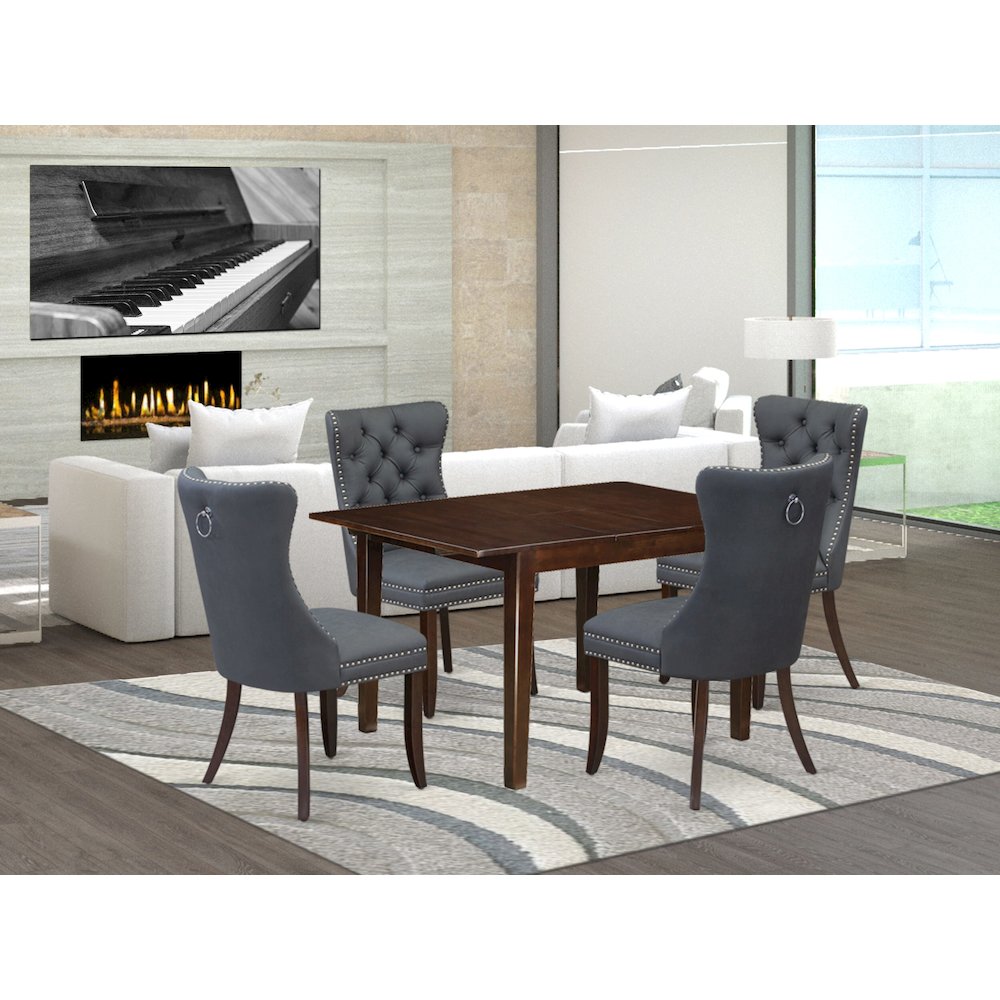 5 Piece Kitchen Set Consists of a Rectangle Dining Table with Butterfly Leaf. Picture 2