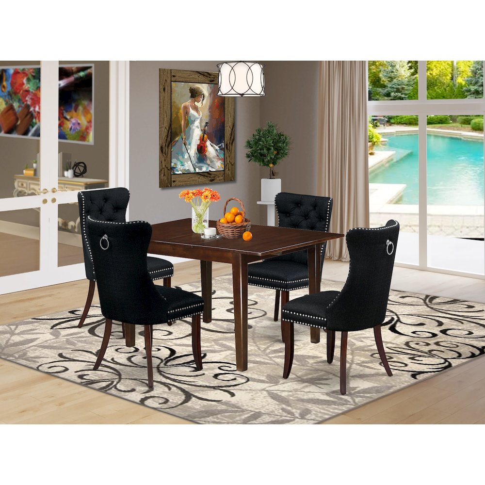 5 Piece Dinette Set Consists of a Rectangle Dining Table with Butterfly Leaf. Picture 4