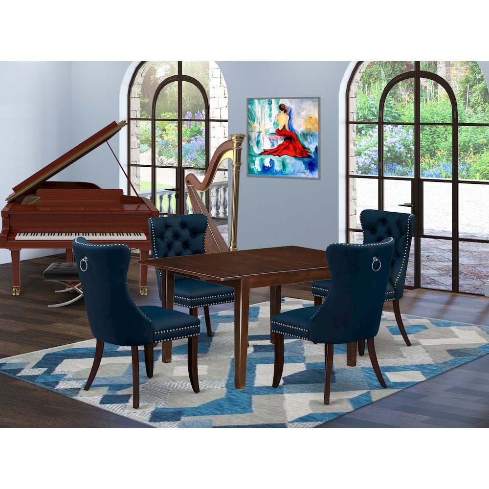 5 Piece Kitchen Table Set Contains a Rectangle Dining Table with Butterfly Leaf. Picture 4