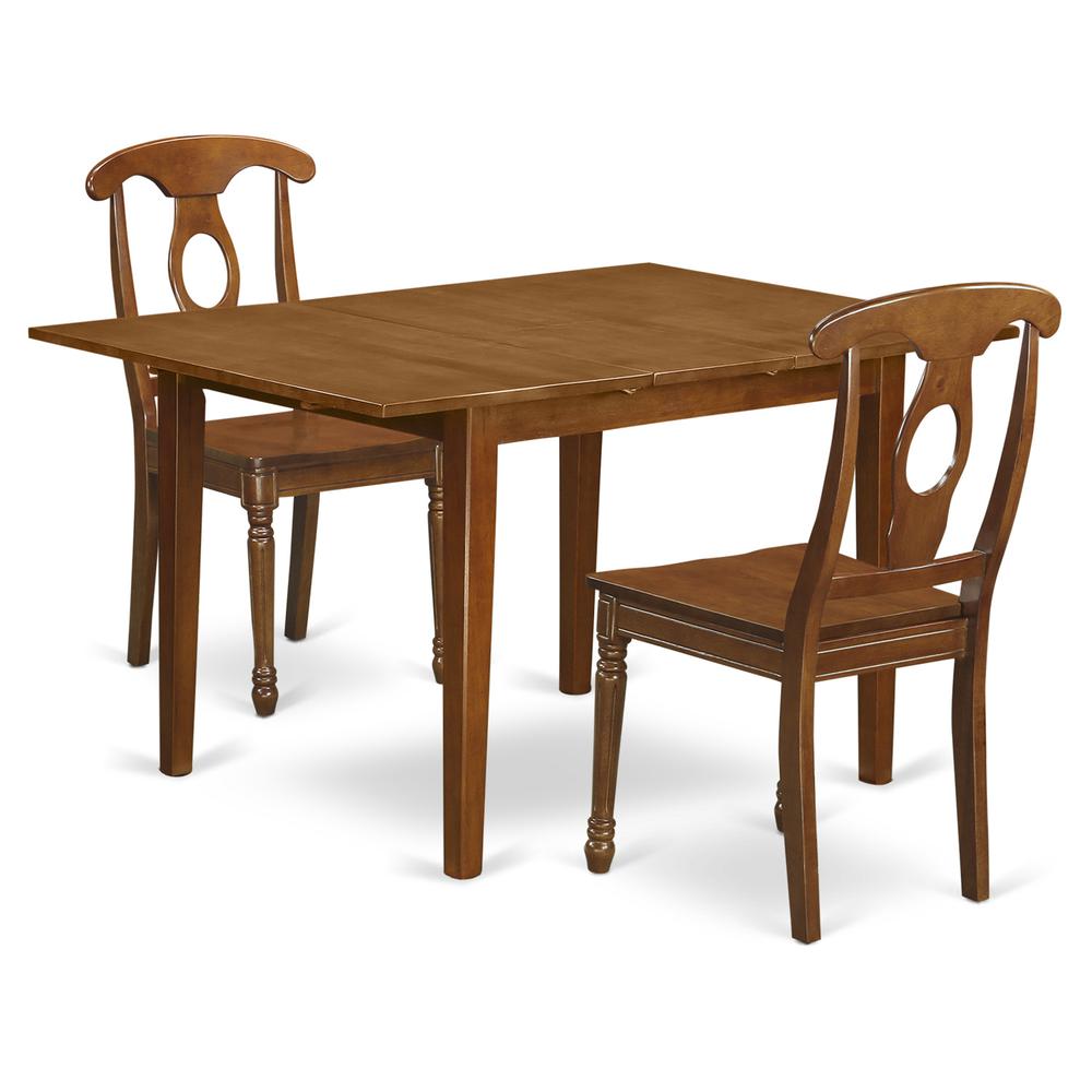 3  Pc  set  Milan  with  Leaf  and  2  Wood  dinette  Chairs  in  Saddle  Brown  .. Picture 1