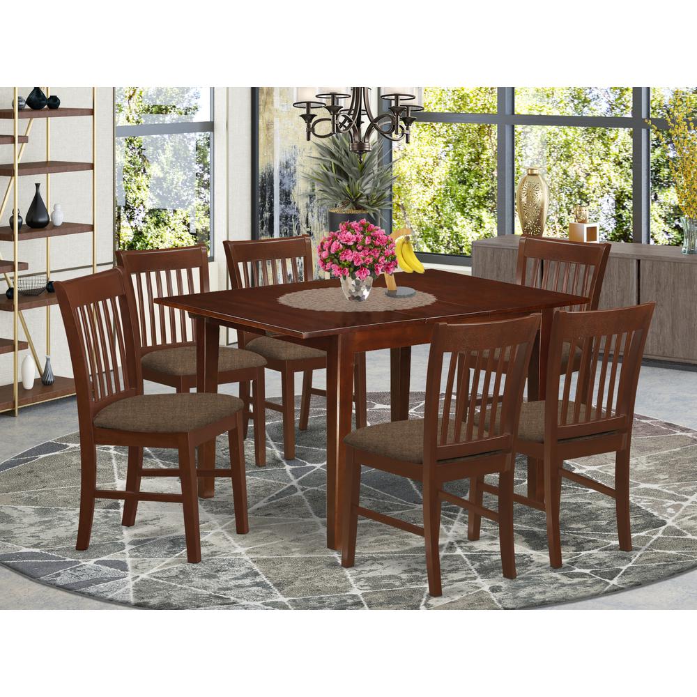 MLNO7-MAH-C 7 Pc small Kitchen Table set-small Dining Tables and 6 Kitchen Chairs. Picture 7