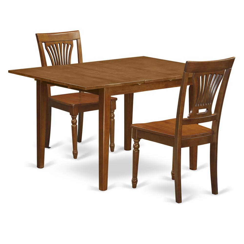 3  Pc  Milan  Kitchen  Table  featuring  Leaf  and  2  Wood  Dinette  Chairs  in  Saddle  Brown  .. Picture 1