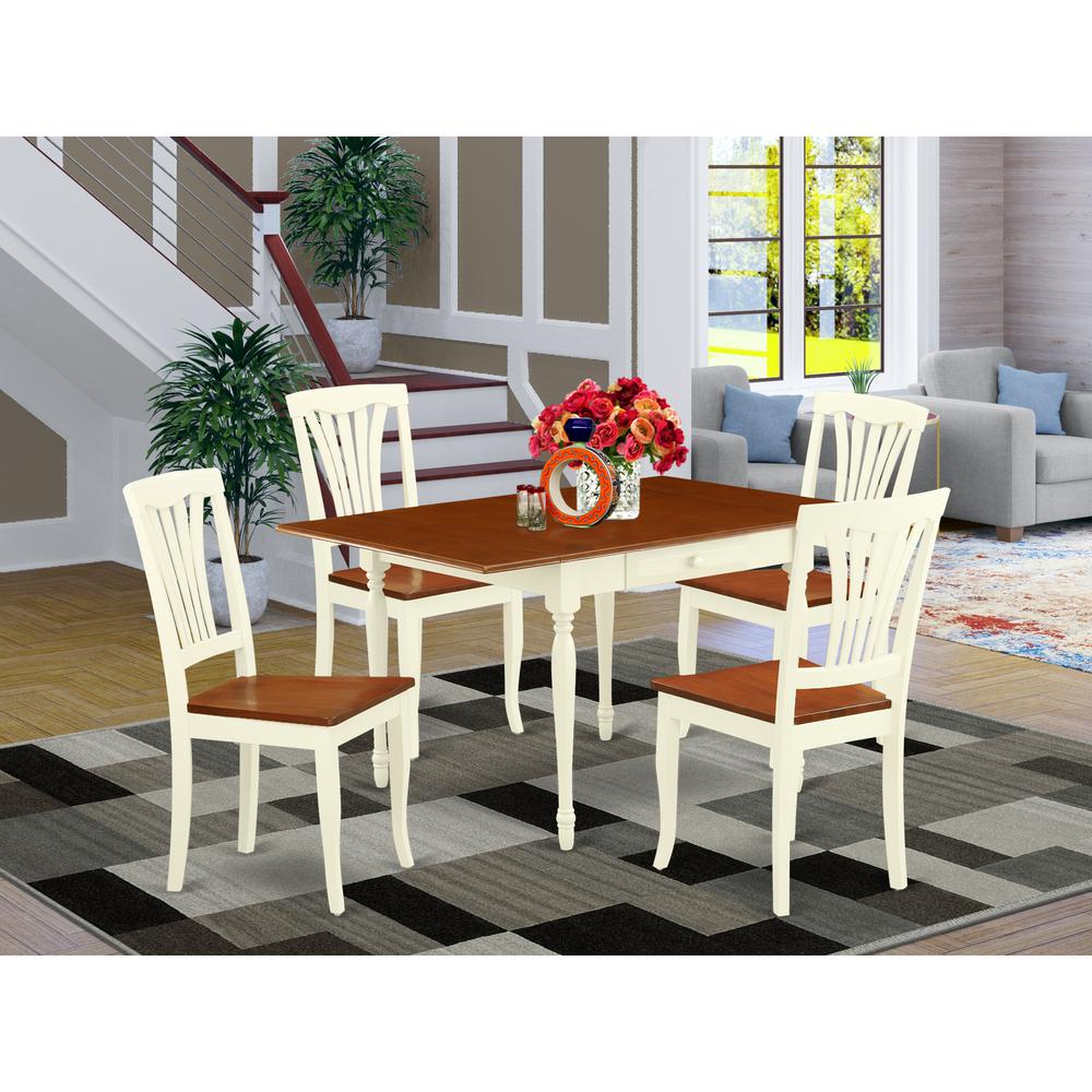 Dining Room Set Buttermilk & Cherry, MZAV5-WHI-W. Picture 2