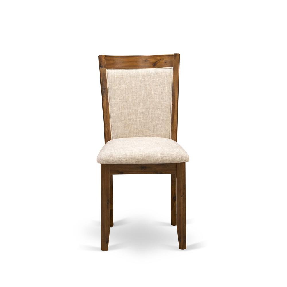 HBMZ5-AWN-04 5-Piece Dining Table Set Contains a Dining Table and 4 Light Tan Padded Chairs - Sand Blasting Antique Walnut Finish. Picture 5