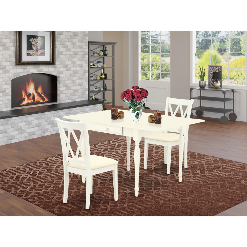 Dining Room Set Linen White, MZCL3-LWH-C. Picture 2
