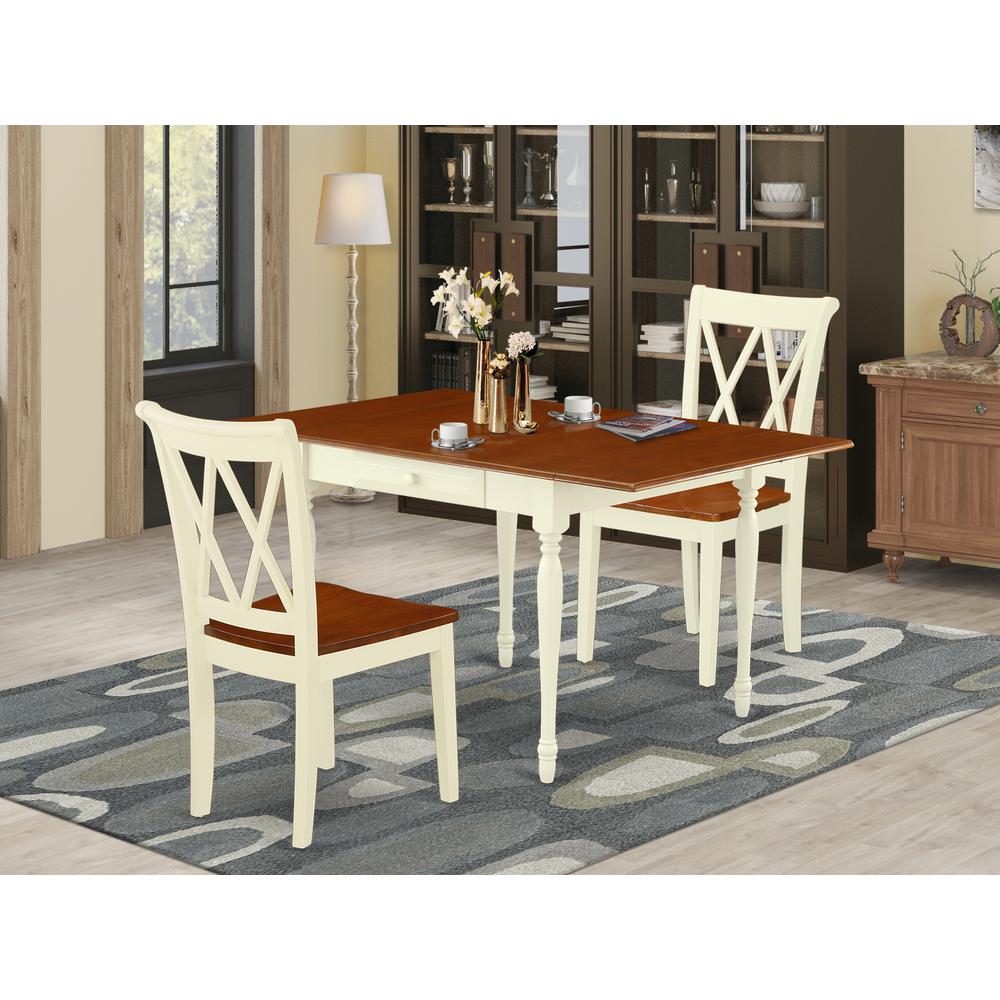 Dining Room Set Buttermilk & Cherry, MZCL3-WHI-W. Picture 2