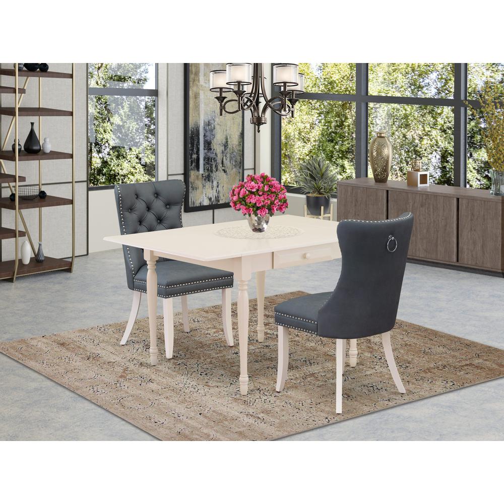 3 Piece Dining Table Set Contains a Rectangle Kitchen Table with Dropleaf. Picture 7