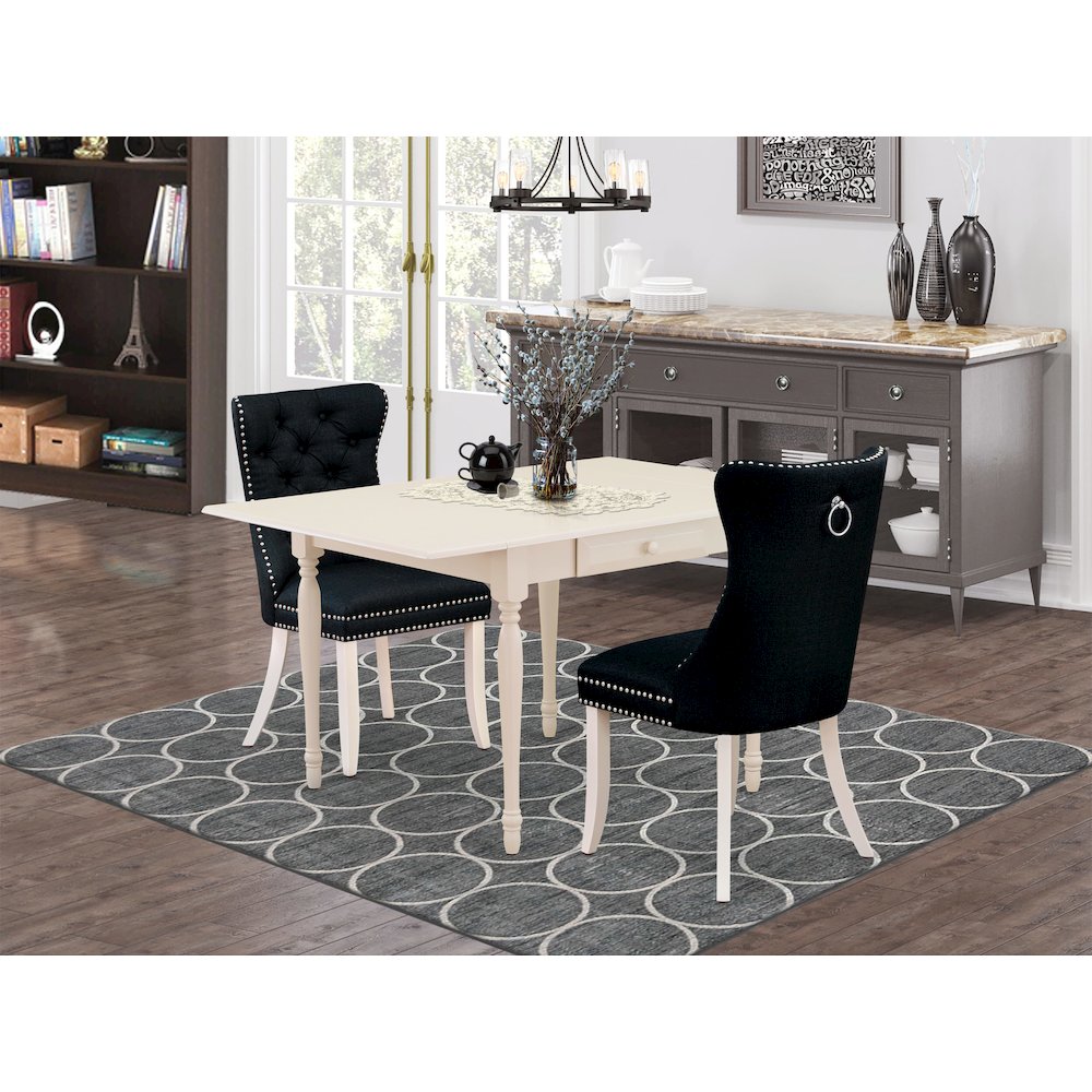3 Piece Kitchen Table Set Consists of a Rectangle Dining Table with Dropleaf. Picture 2