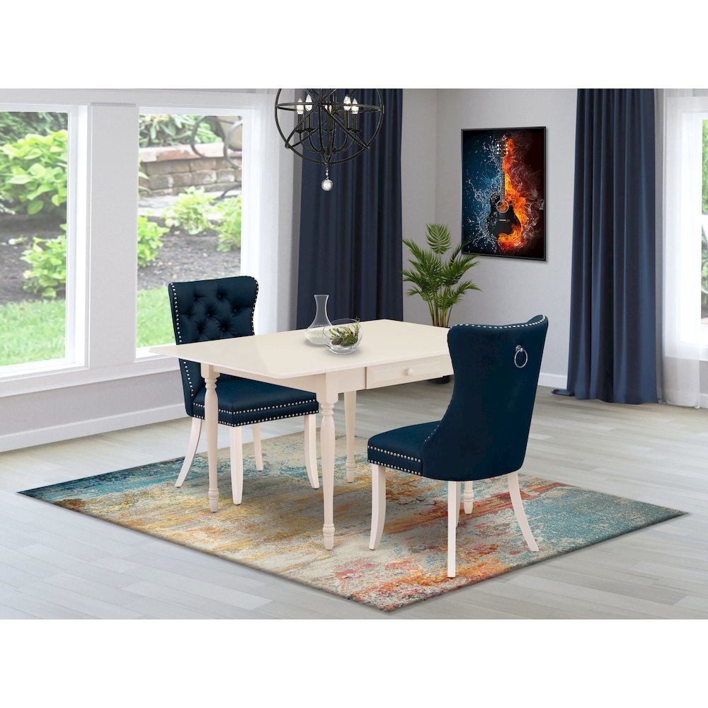 3 Piece Kitchen Table Set Consists of a Rectangle Dining Table with Dropleaf. Picture 2
