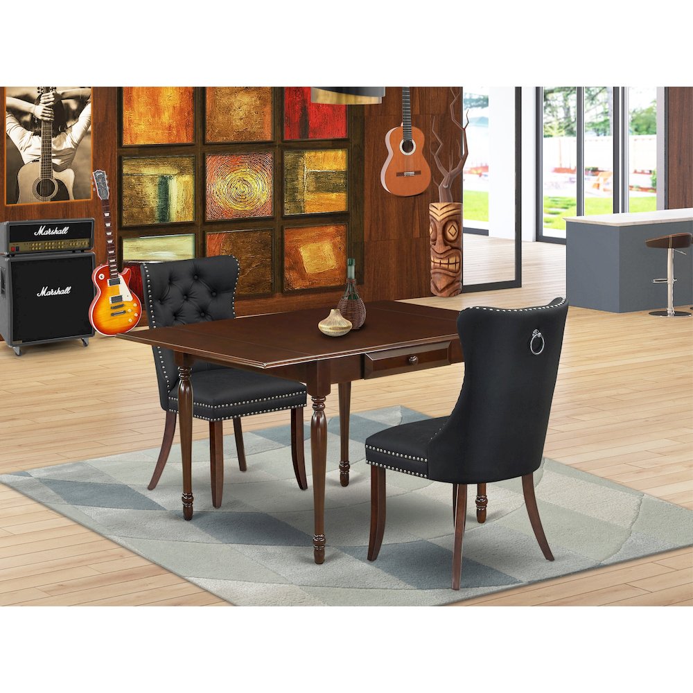 3 Piece Dinette Set Consists of a Rectangle Kitchen Table with Dropleaf. Picture 2