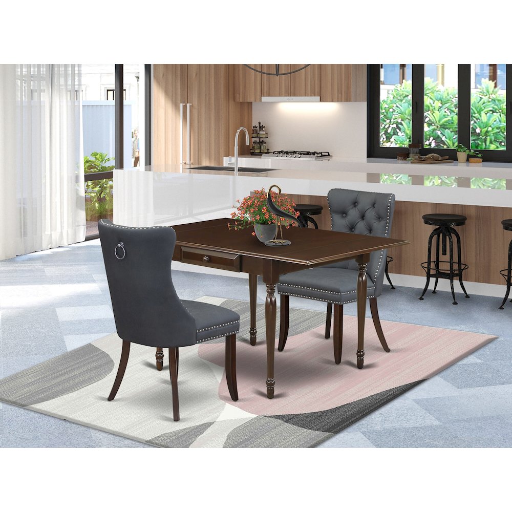 3 Piece Kitchen Table Set Consists of a Rectangle Dining Table with Dropleaf. Picture 2