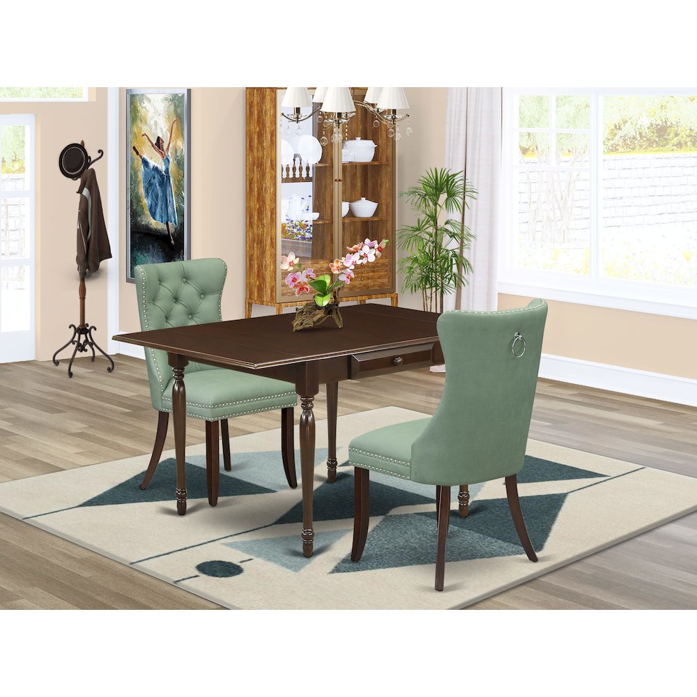 3 Piece Modern Dining Table Set Contains a Rectangle Kitchen Table. Picture 2