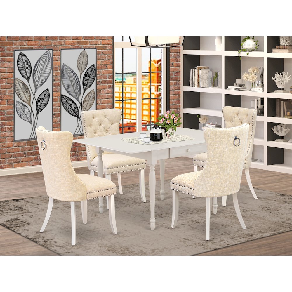 5 Piece Dining Table Set Contains a Rectangle Kitchen Table with Dropleaf. Picture 2