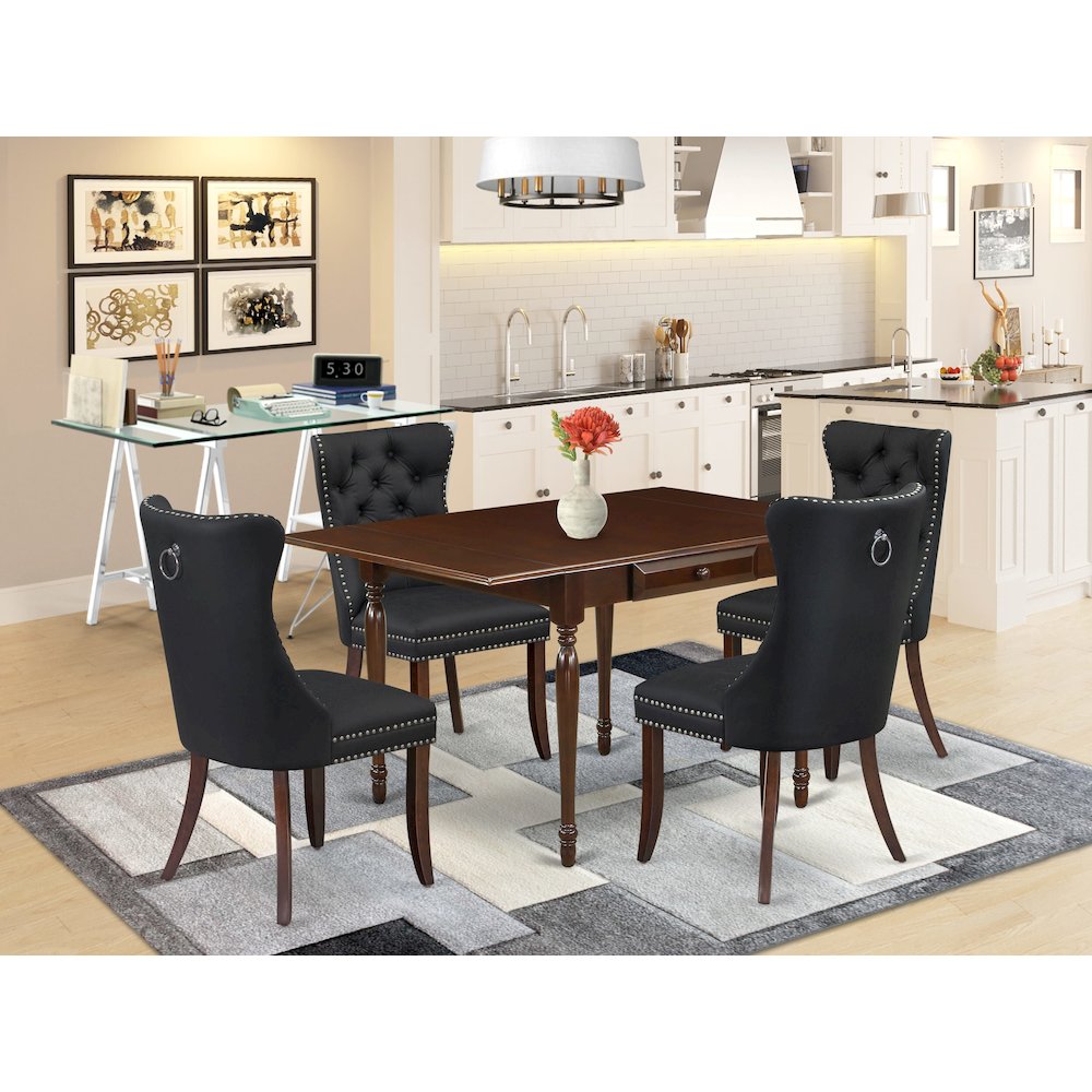 5 Piece Dining Set Consists of a Rectangle Kitchen Table with Dropleaf. Picture 2