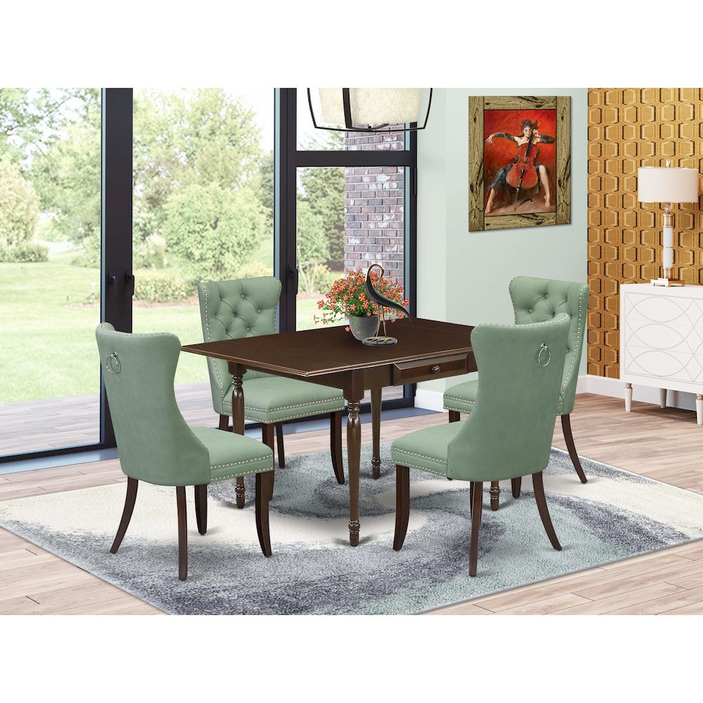 5 Piece Dinette Set Contains a Rectangle Dining Table with Dropleaf. Picture 2