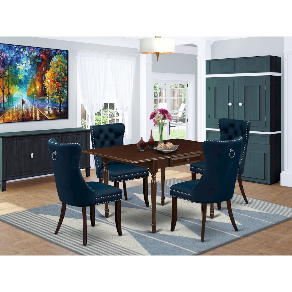 5 Piece Kitchen Table Set Consists of a Rectangle Dining Table with Dropleaf. Picture 2