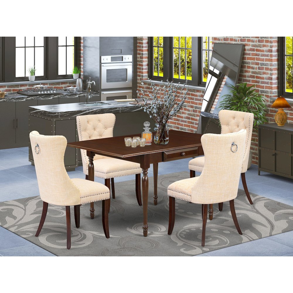 5 Piece Kitchen Table Set Contains a Rectangle Dining Table with Dropleaf. Picture 2