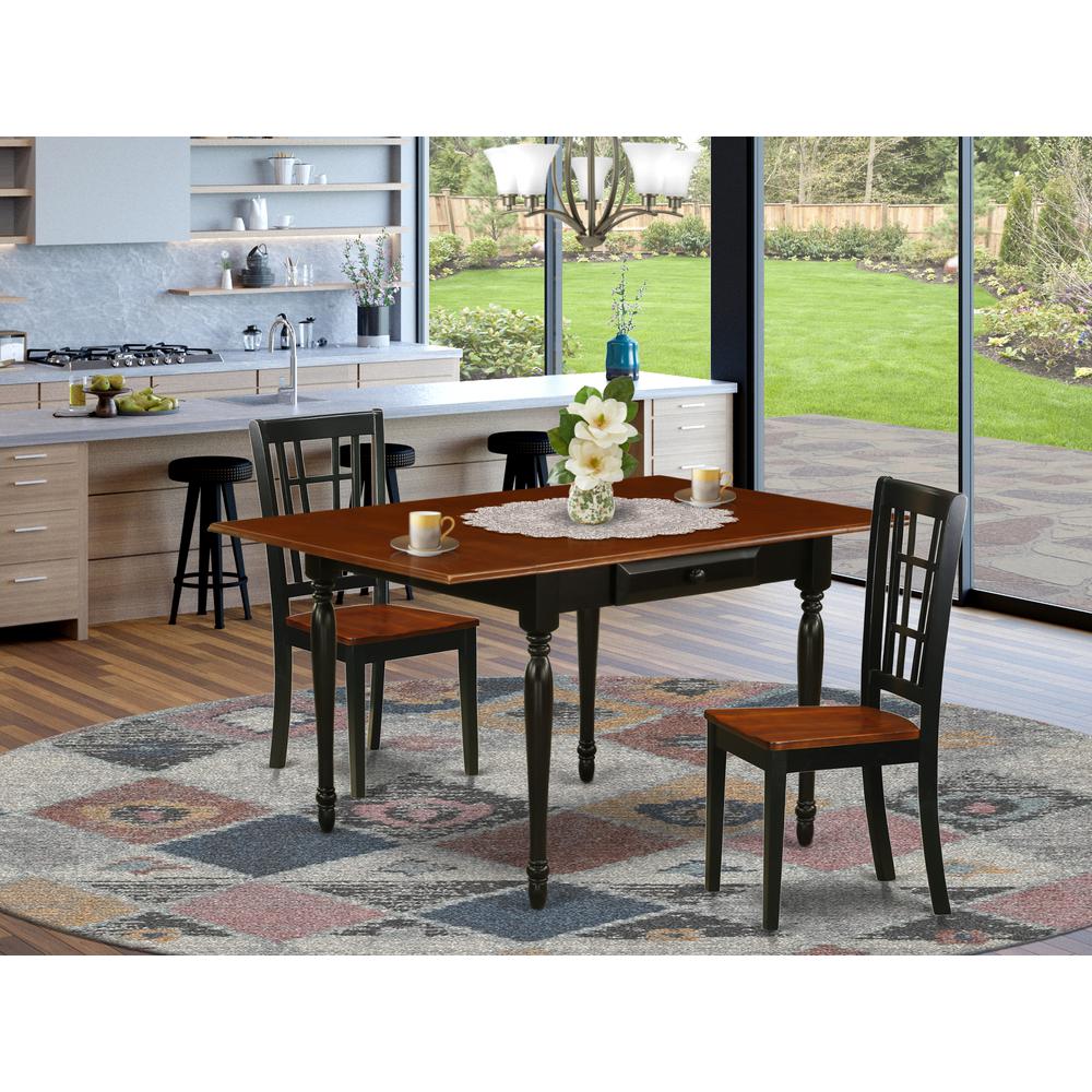 Dining Room Set Black & Cherry, MZNI3-BCH-W. Picture 2