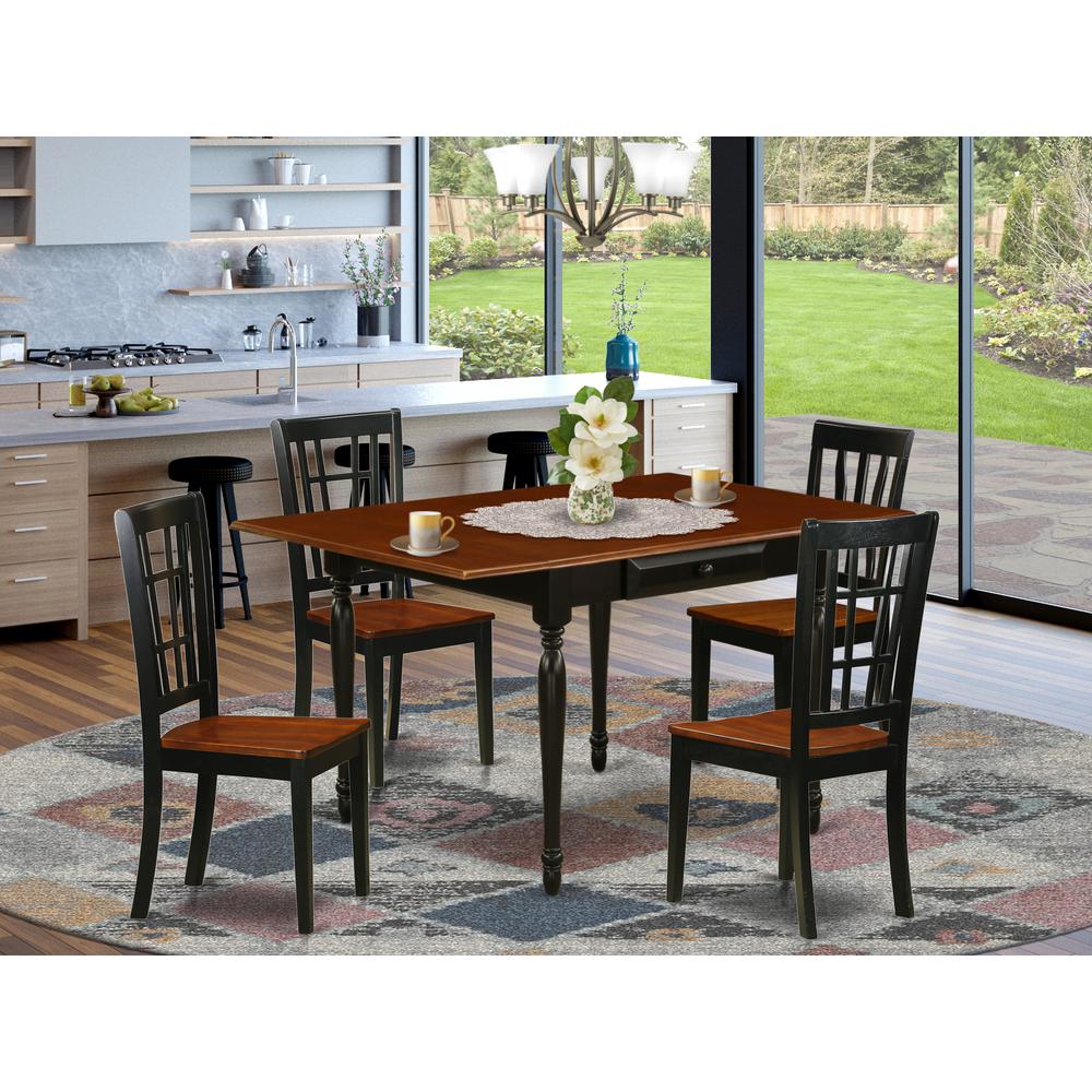 Dining Room Set Black & Cherry, MZNI5-BCH-W. Picture 2