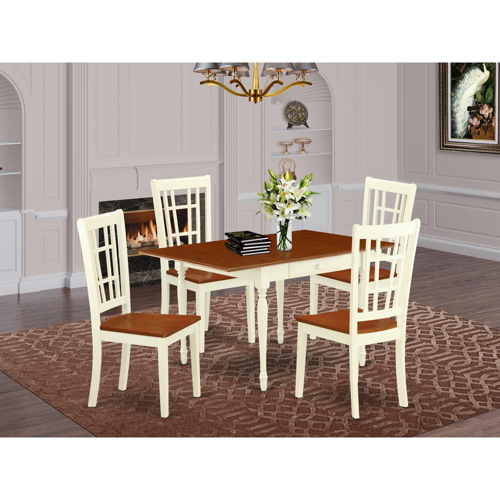 Dining Room Set Buttermilk & Cherry, MZNI5-WHI-W. Picture 2