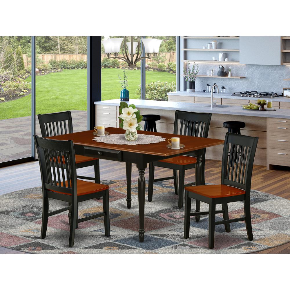 Dining Room Set Black & Cherry, MZNO5-BCH-W. Picture 2