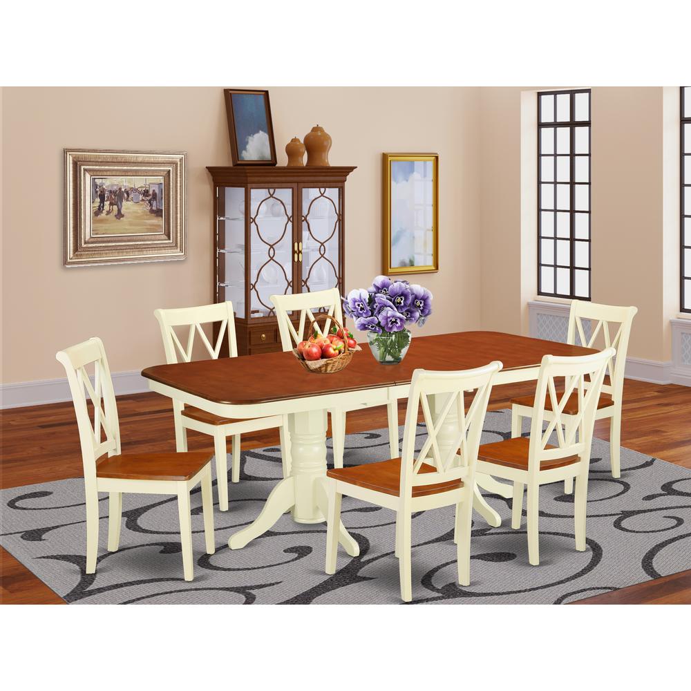 Dining Room Set Buttermilk & Cherry, NACL7-BMK-W. Picture 2