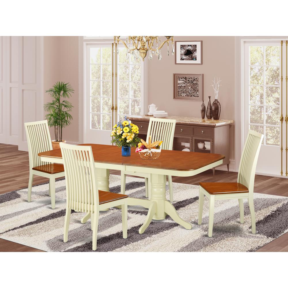 Dining Room Set Buttermilk & Cherry, NAIP5-BMK-W. Picture 2