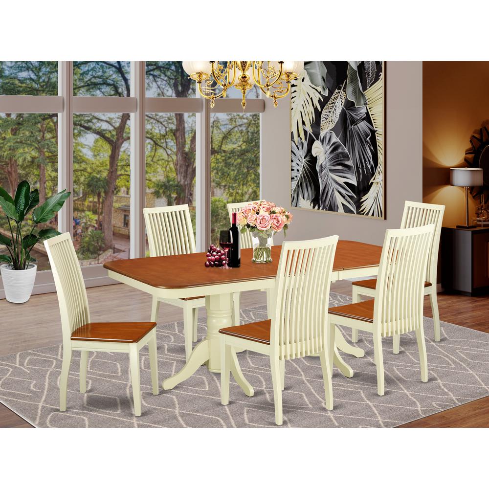 Dining Room Set Buttermilk & Cherry, NAIP7-BMK-W. Picture 2