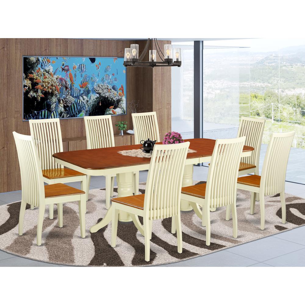 Dining Room Set Buttermilk & Cherry, NAIP9-BMK-W. Picture 2