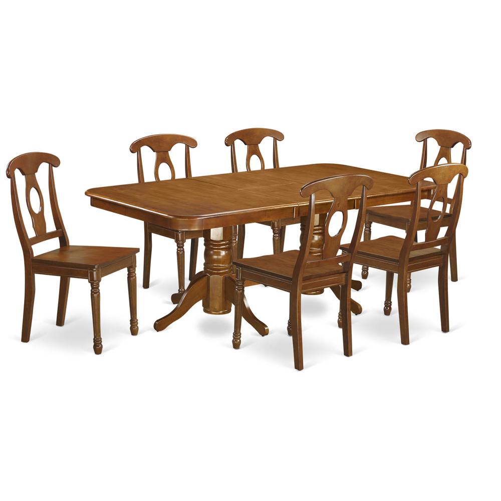 7  PC  Dining  room  set  for  6-rectangular  Table  with  Leaf  and  6  Kitchen  Dining  Chairs. Picture 1