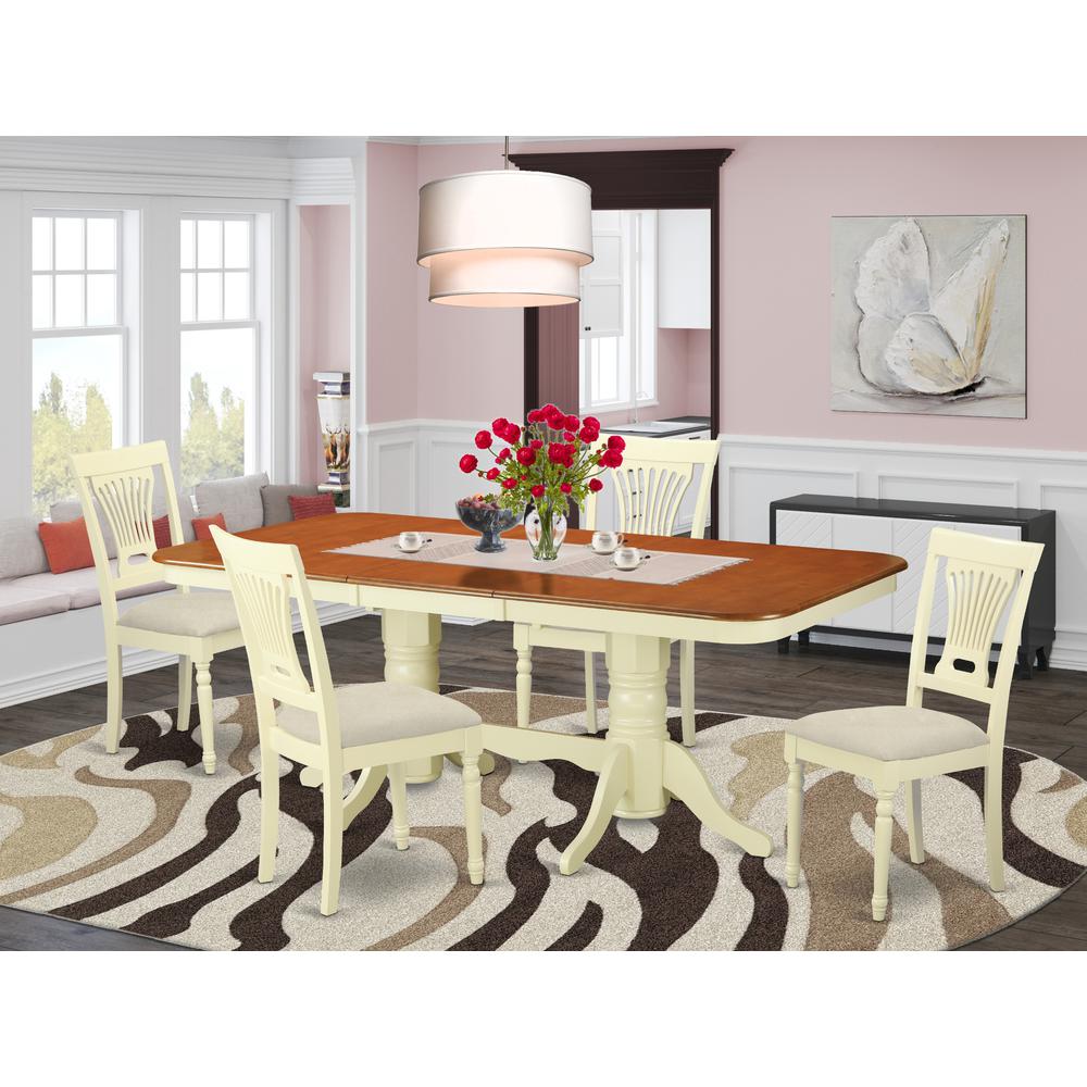 NAPL5-WHI-C 5 PcKitchen Table set - Small Kitchen Table and 4 Kitchen Dining Chairs. Picture 2