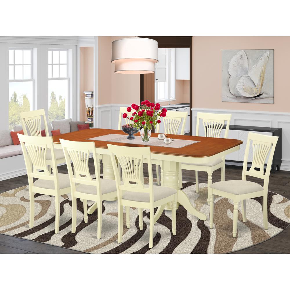 NAPL9-WHI-C 9 Pc dinette set for 8- Kitchen dinette Table and 8 Dining Chairs. Picture 2
