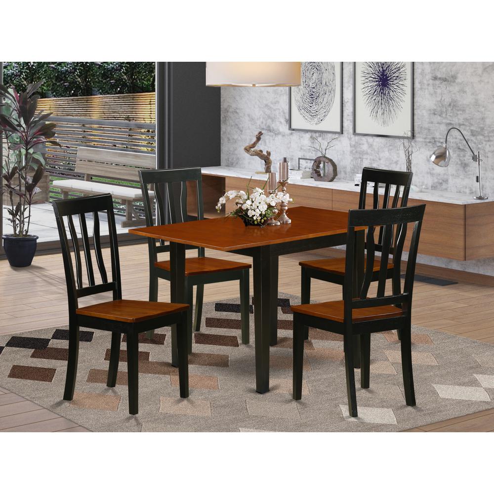 Dining Room Set Black & Cherry, NDAN5-BCH-W. Picture 2