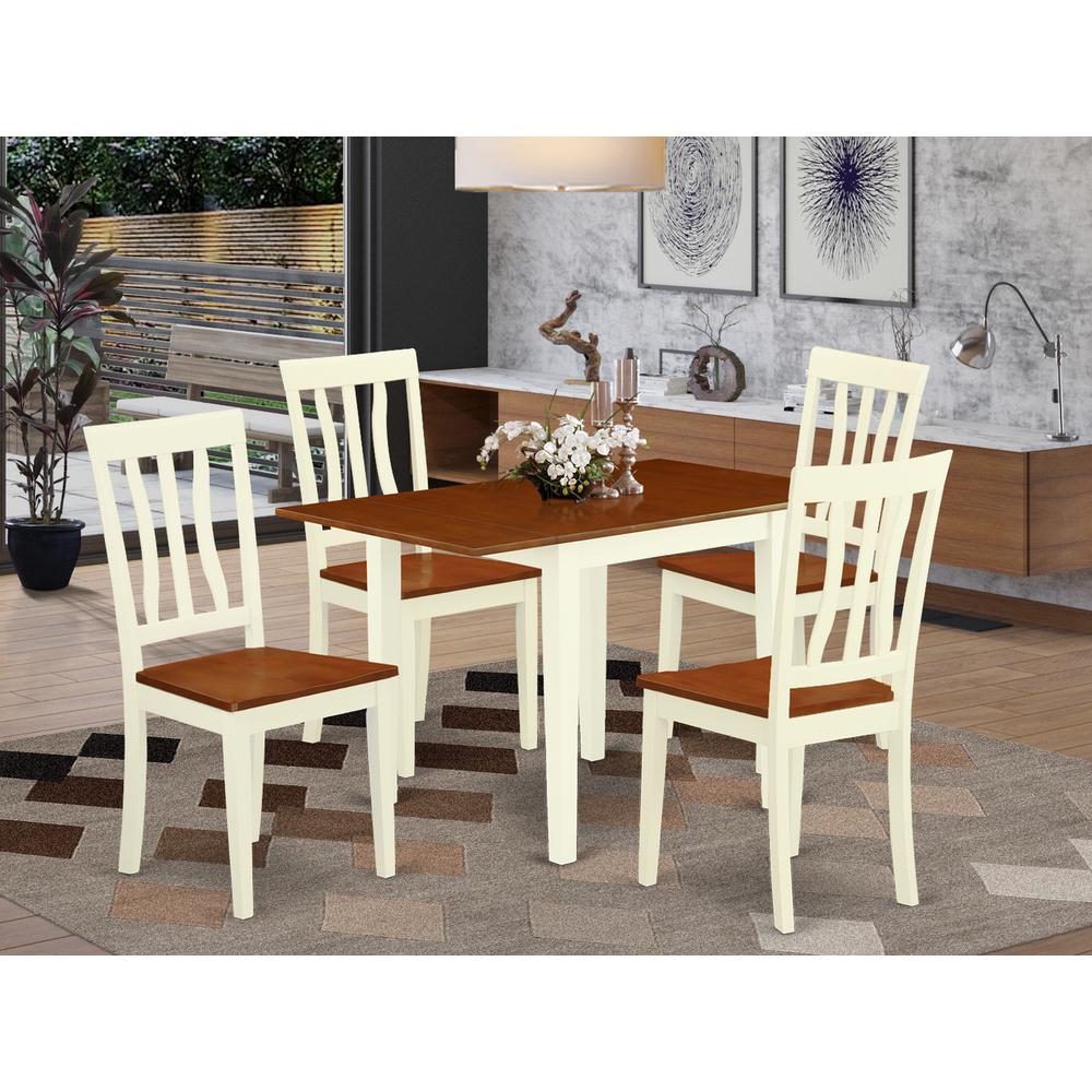 Dining Room Set Buttermilk & Cherry, NDAN5-WHI-W. Picture 2